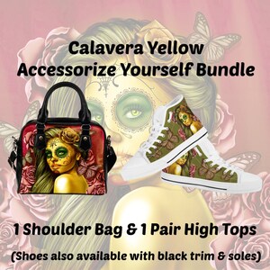 Calavera Design, dass #2 (gelb) selbst Umhängetasche Bundle #1-1 & 1 paar hoch oben Canvas-Schuhe - Accessoires sparen Sie 10 Dollar!