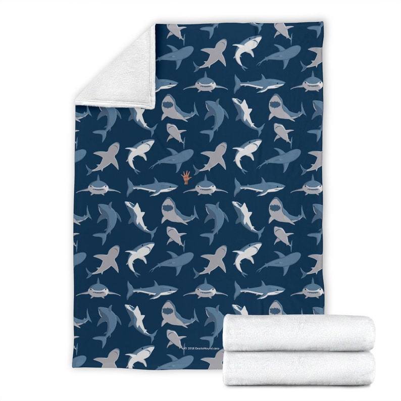 Great White Shark Fleece Throw Blanket pattern 1 for Kids Etsy