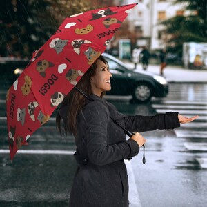 I Love Dogs Semi-Automatic Umbrella Red Great Gift For Dog Lovers image 4