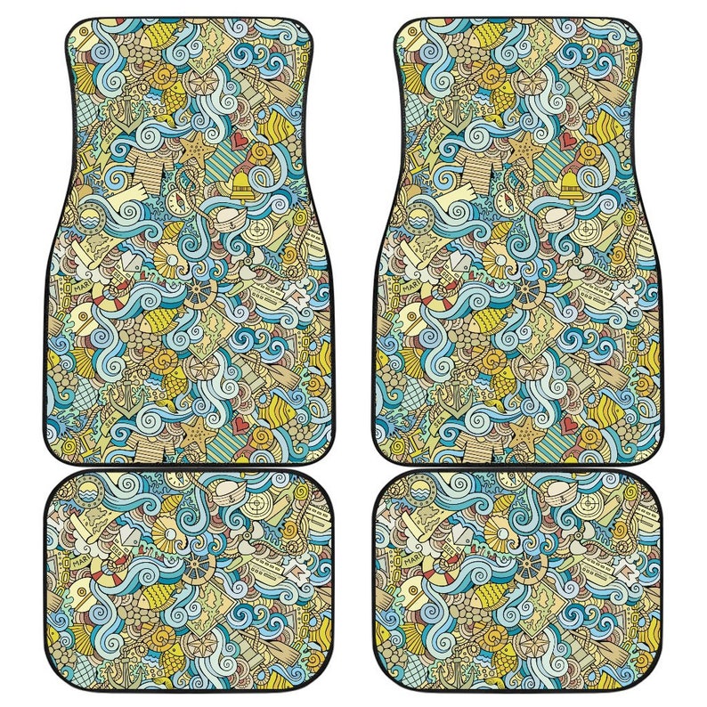 Nautical Pattern Car Floor Mats Set 2 X Front 2 X Back Etsy