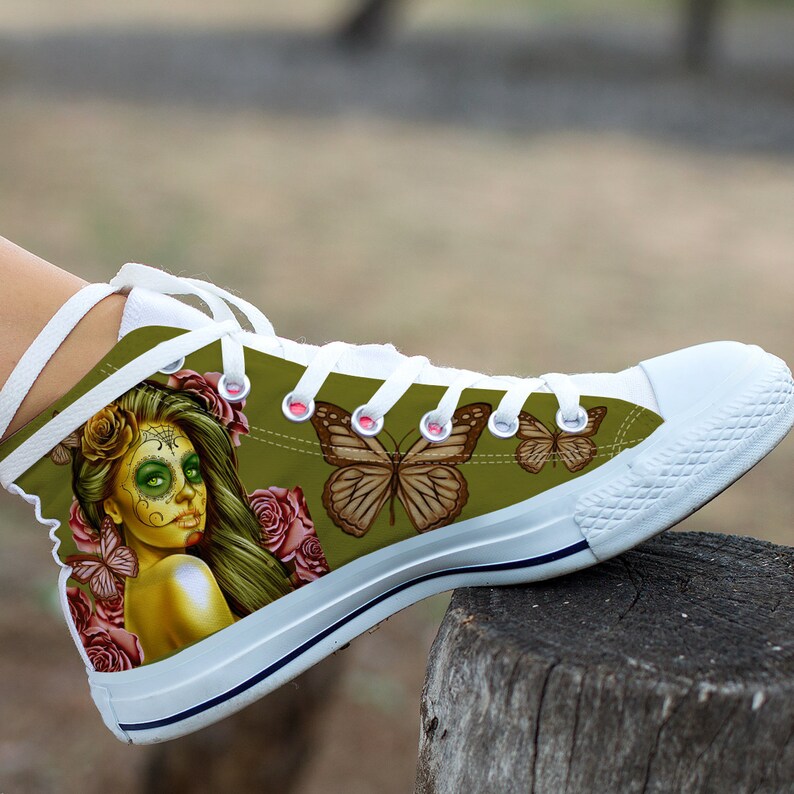 Calavera Design #2 SAVE 10 BUCKS! Accessorize Yourself Bundle #1-1 Shoulder Bag /& 1 Pair Of High Top Canvas Shoes Yellow