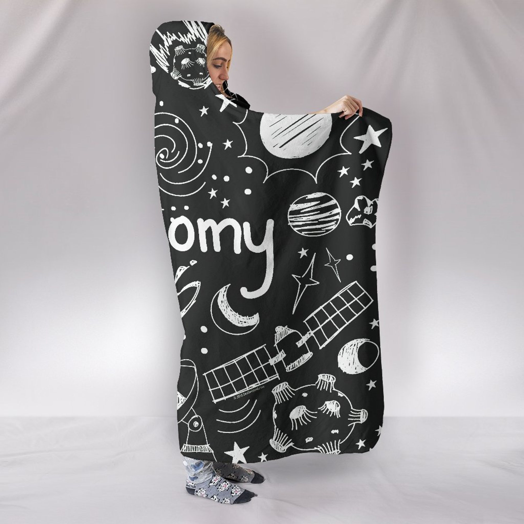 Astronomy Chalkboard Hooded Sherpa Blanket