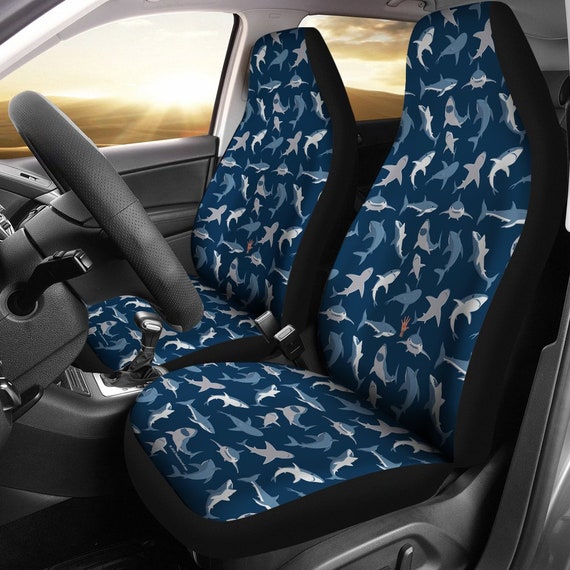 Great White Shark Pair Of Micro Fiber Car Seat Covers Design Singapore - Car Seat Covers Blue And White Great White Shark Pair Of Micro Fiber Car Seat Covers Design Singapore - Car Seat Covers Blue And White
