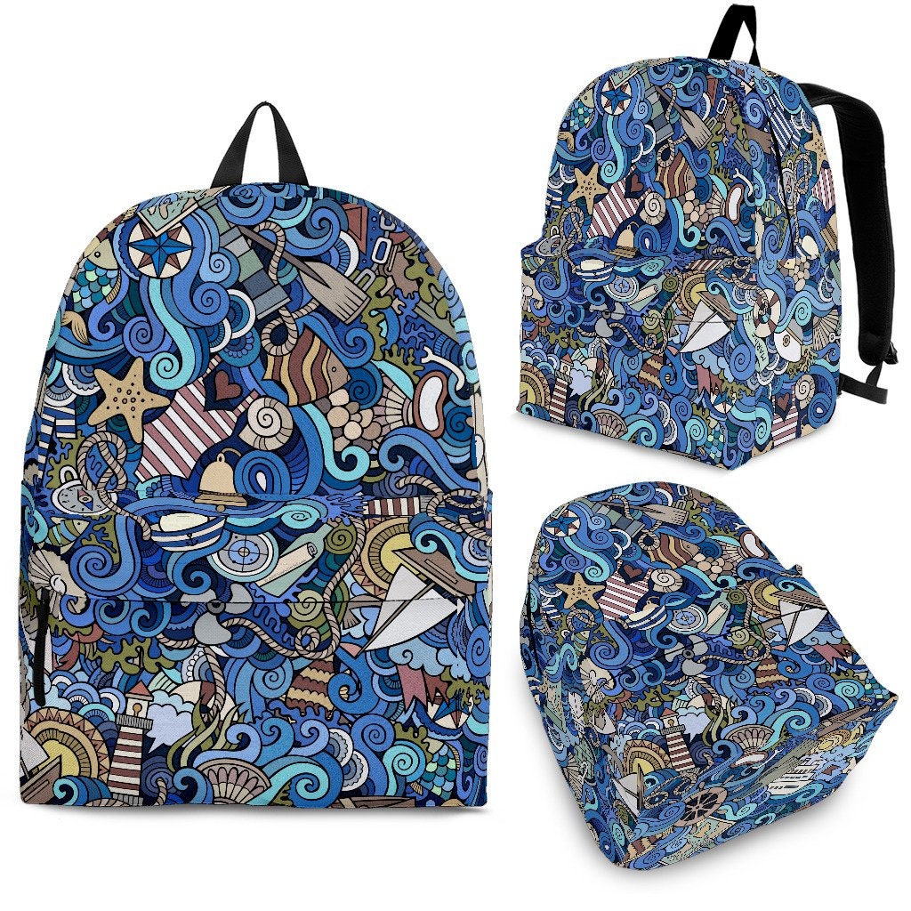 Nautical Pattern Backpack ocean Blue for Kids Teens and Etsy
