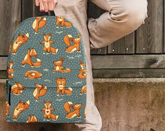 Yoga Foxes mochila para niños, adolescentes y adultos (gris de acero) - gran regalo para cualquier persona que ama el yoga y los zorros