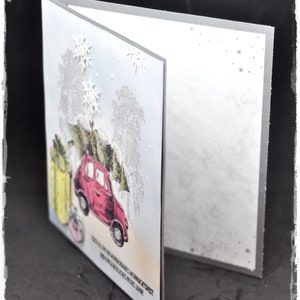 Weihnachtskarte Für Enkel Mit Rotem Oldtimer – 23 X 15 Cm, Festliches Design