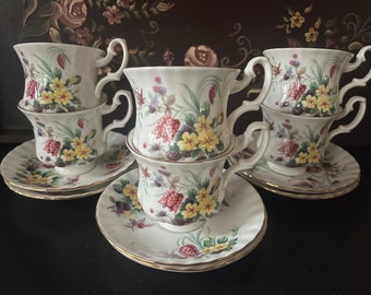 Royal Albert, sans nom, tasses et soucoupes pour dames vintage, ensemble de 6 ! Porcelaine anglaise. Vaisselle anglaise vintage. Café. Sympa pour Pâques !