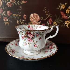 Royal Albert Cottage garden, vintage tea cup and saucer or men's cup and saucer, English porcelain, Bone China