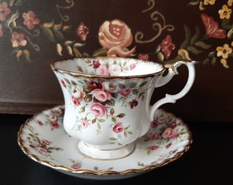 Royal Albert Cottage Garden, Vintage Teetasse und Untertasse oder Herrentasse und Untertasse, englisches Porzellan, Bone China