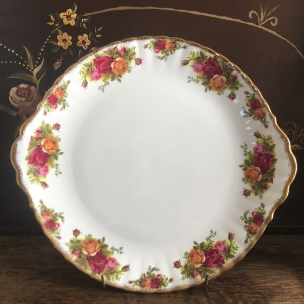 Royal Albert Old Country Rose Gebäckform/Kuchenform, 32 cm. Vintage englisches Porzellan, Bone China