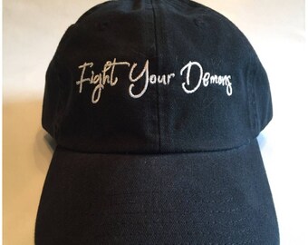 Fight your demons dad hat strapback black
