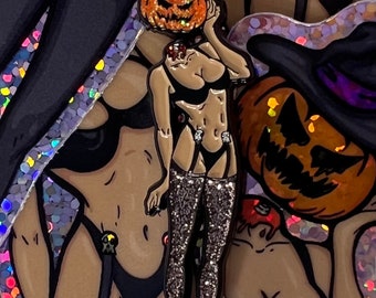 Pumpkin Sl*t Soft Enamel Pin Spooky Halloween