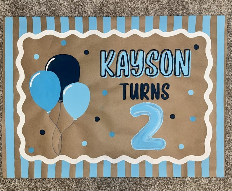 Pancarta pintada a mano, pancarta personalizada, pancarta pintada a medida, pancarta de papel marrón, pancarta de cumpleaños, pancarta de graduación, pancarta pintada para fiestas imagen 19