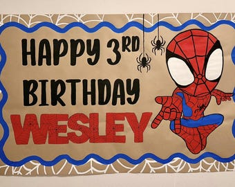 Pancarta pintada a mano, pancarta personalizada, pancarta pintada a medida, pancarta de papel marrón, pancarta de cumpleaños, pancarta de graduación, pancarta pintada para fiestas