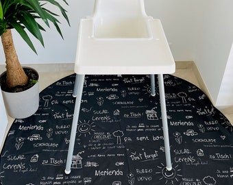 Waterproof floor mat under high chair for meals | Protection for creative activities