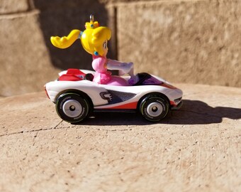 Christmas ornament, Mario bros. ornament, Peach P-Wing Kart, Nintendo mirror hanger charm, Peach figure, Mario Kart accessories, gaming