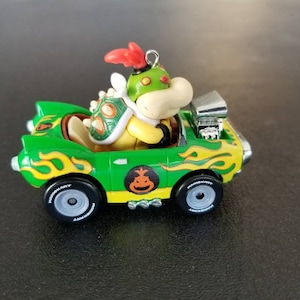 Christmas ornament, Mario bros. ornament, Bowser Jr Flame Flyer Kart, Nintendo mirror hanger charm, Mario Kart accessories, gaming MarioKart