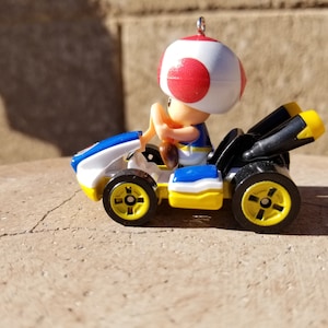 Christmas ornament, Mario bros. ornament, Toad Standard Kart, Nintendo mirror hanger charm figure, Mario Kart accessories, gaming