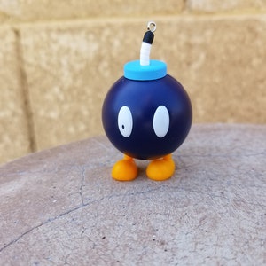 Christmas ornament, Mario bros. ornament, Mario ornament, gaming ornament, Mario figure, kids ornament, gaming décor, blue Bob Omb, Nintendo