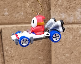 Christmas ornament, Mario bros. ornament, Shy Guy B-Dasher, Nintendo mirror hanger charm figure, Mario Kart accessories, gaming MarioKart