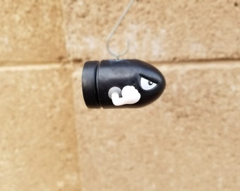 Christmas ornament, Mario bros. ornament, Bullet Bill ornament, gaming figure charm, kids ornament, gaming decor, Nintendo accessories