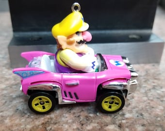 Christmas ornament, Mario bros. ornament, Wario Standard Kart, Nintendo mirror hanger charm figure, Mario Kart accessories, gaming badwagon