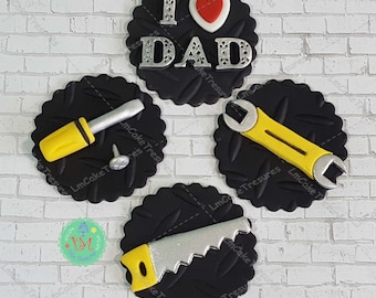 Father's Day Fondant Cupcake Toppers (12) - Father Cupcake Toppers - Dad Cupcake Toppers - Papa Cupcake Toppers - Handyman Cupcake Toppers