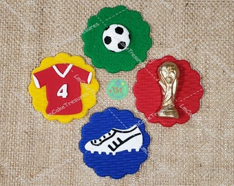 Soccer Fondant Cupcake Toppers (12) – Handmade Futbol Party Decorations