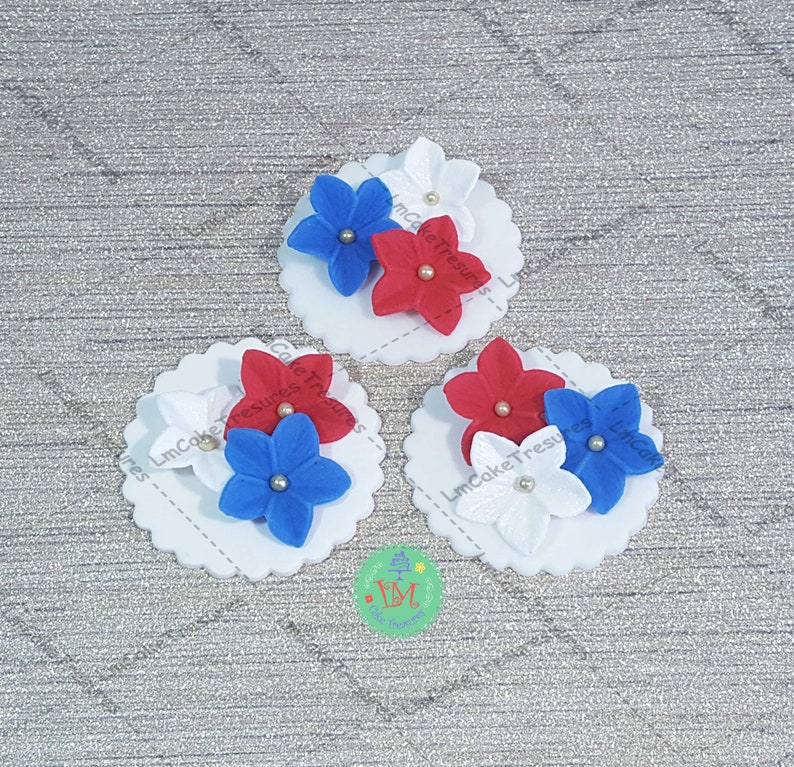 Red White & Blue Petunia Sugar Edible Flowers 24 Petunias ...
