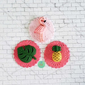 Fondant Tropical Flamingo Cupcake Toppers (12) - Fondant Cupcakes Toppers