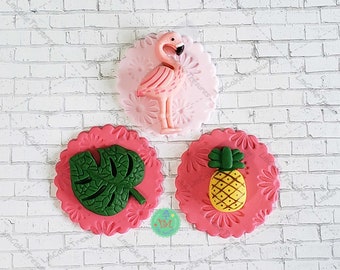 Fondant Tropical Flamingo Cupcake Toppers (12) - Fondant Cupcakes Toppers