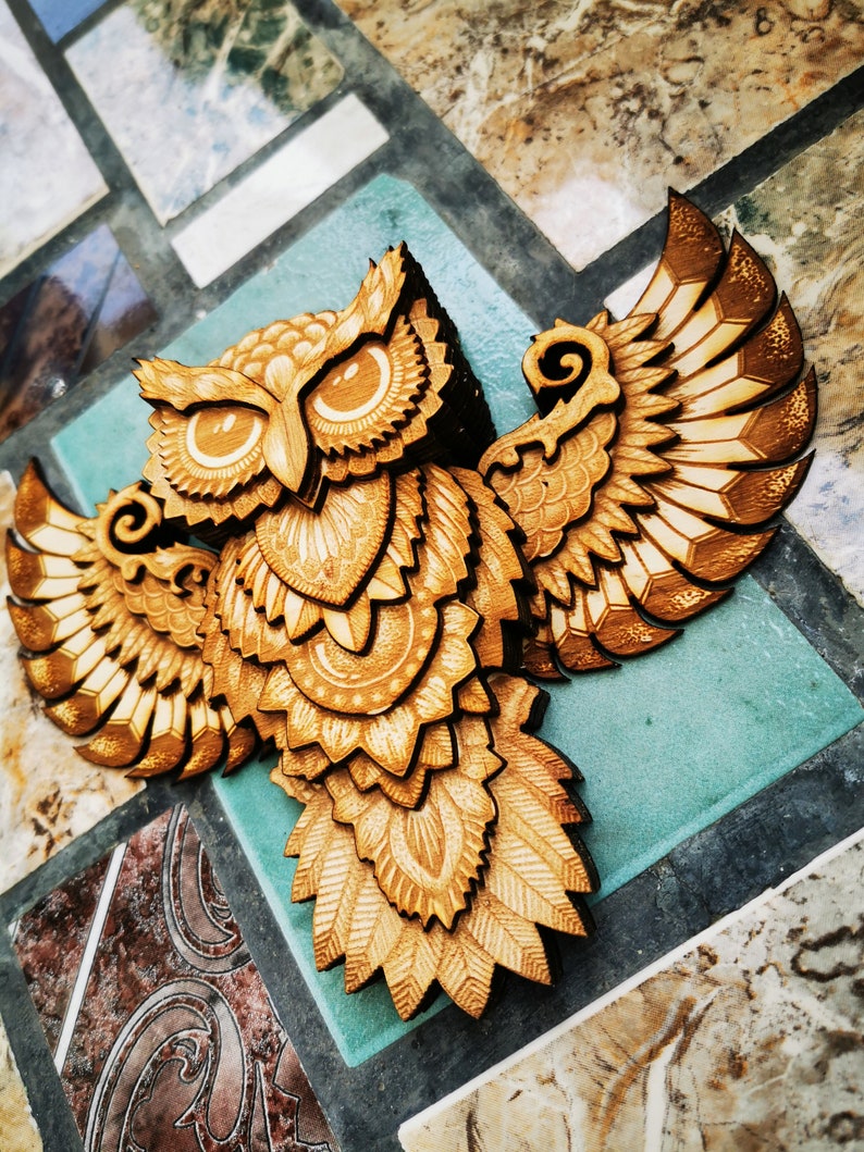 3D Owl Mandala Svg - Layered SVG Cut File