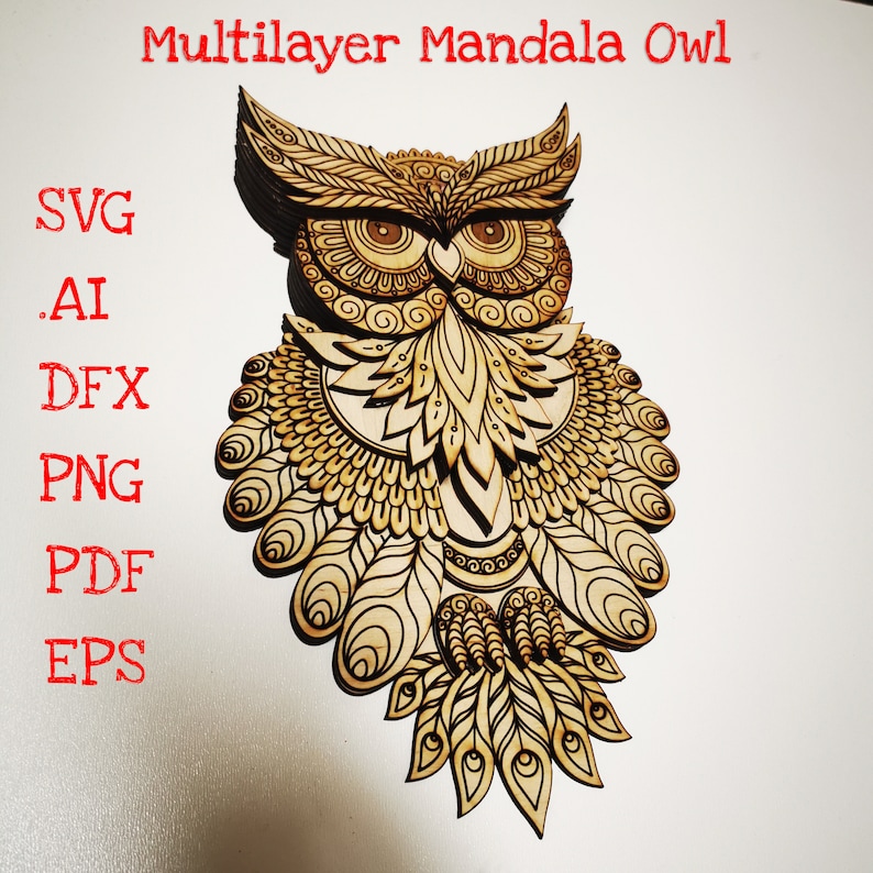 Download Multilayer Mandala Owl Svg Lasecut Files DFXSVG 3d Mandala ...