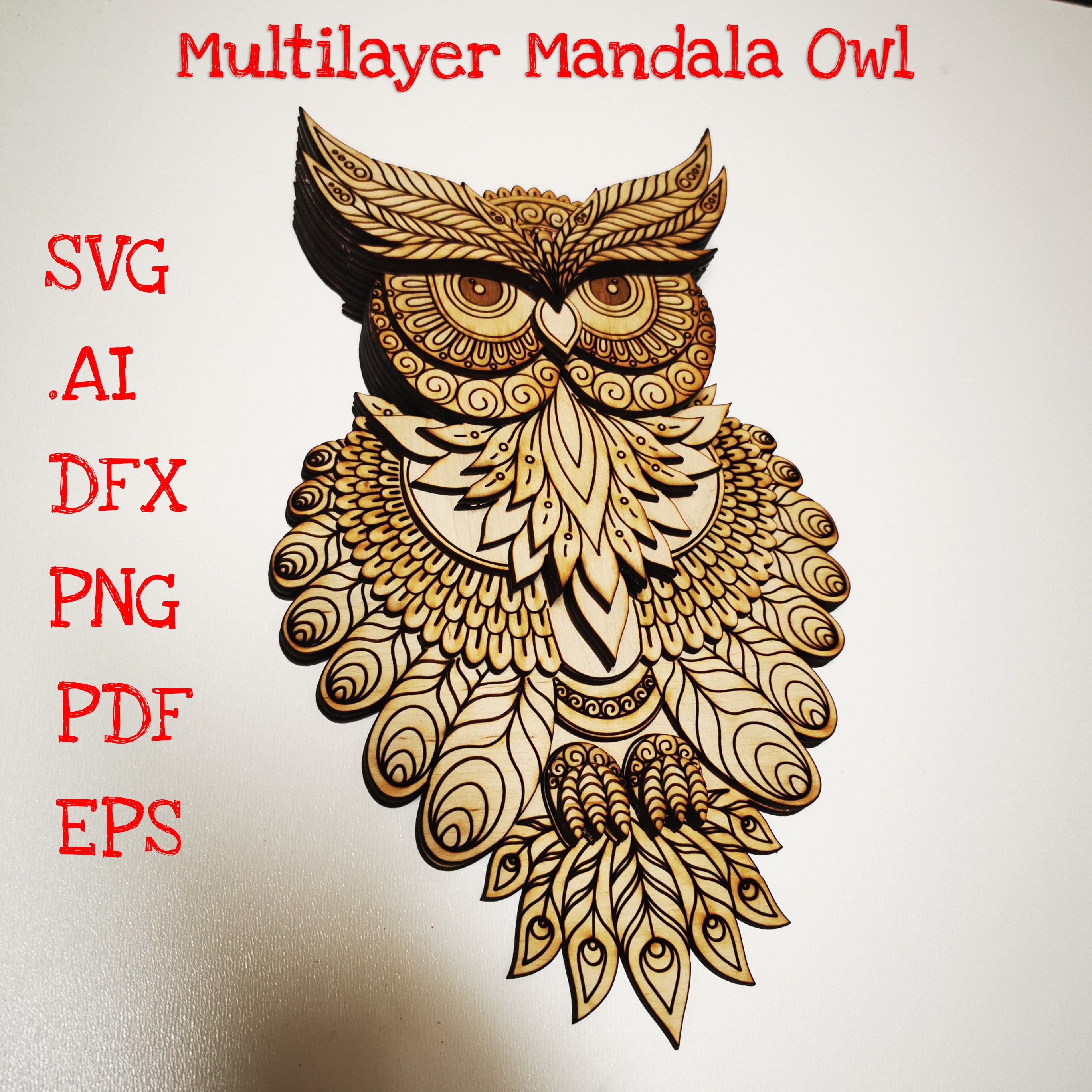Download Multilayer Mandala Owl Svg Lasecut Files Dfxsvg 3d Mandala Etsy