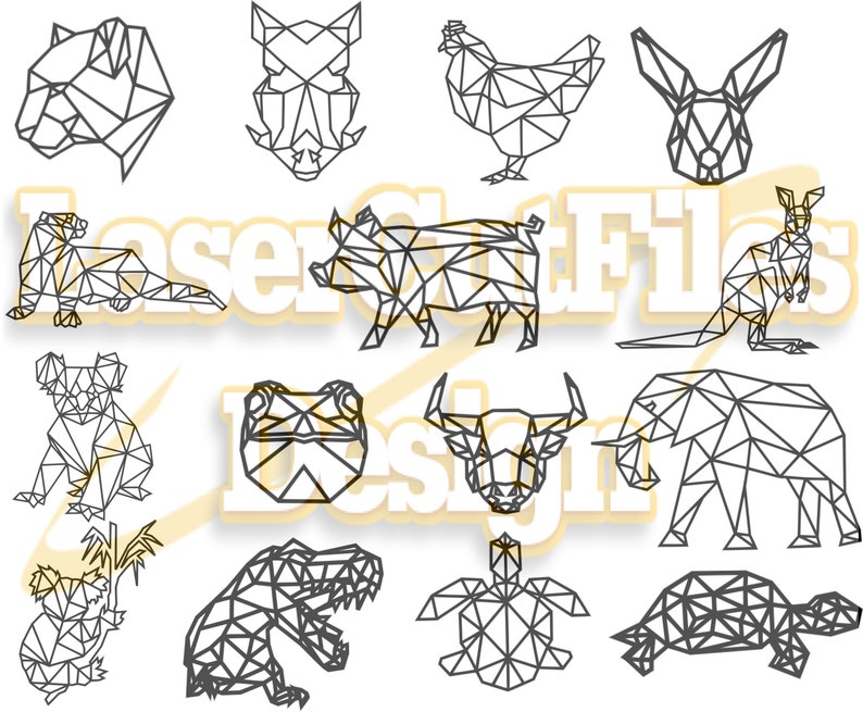 Download Geometric Animals 15 New SVG polygonal print svg dxf files ...