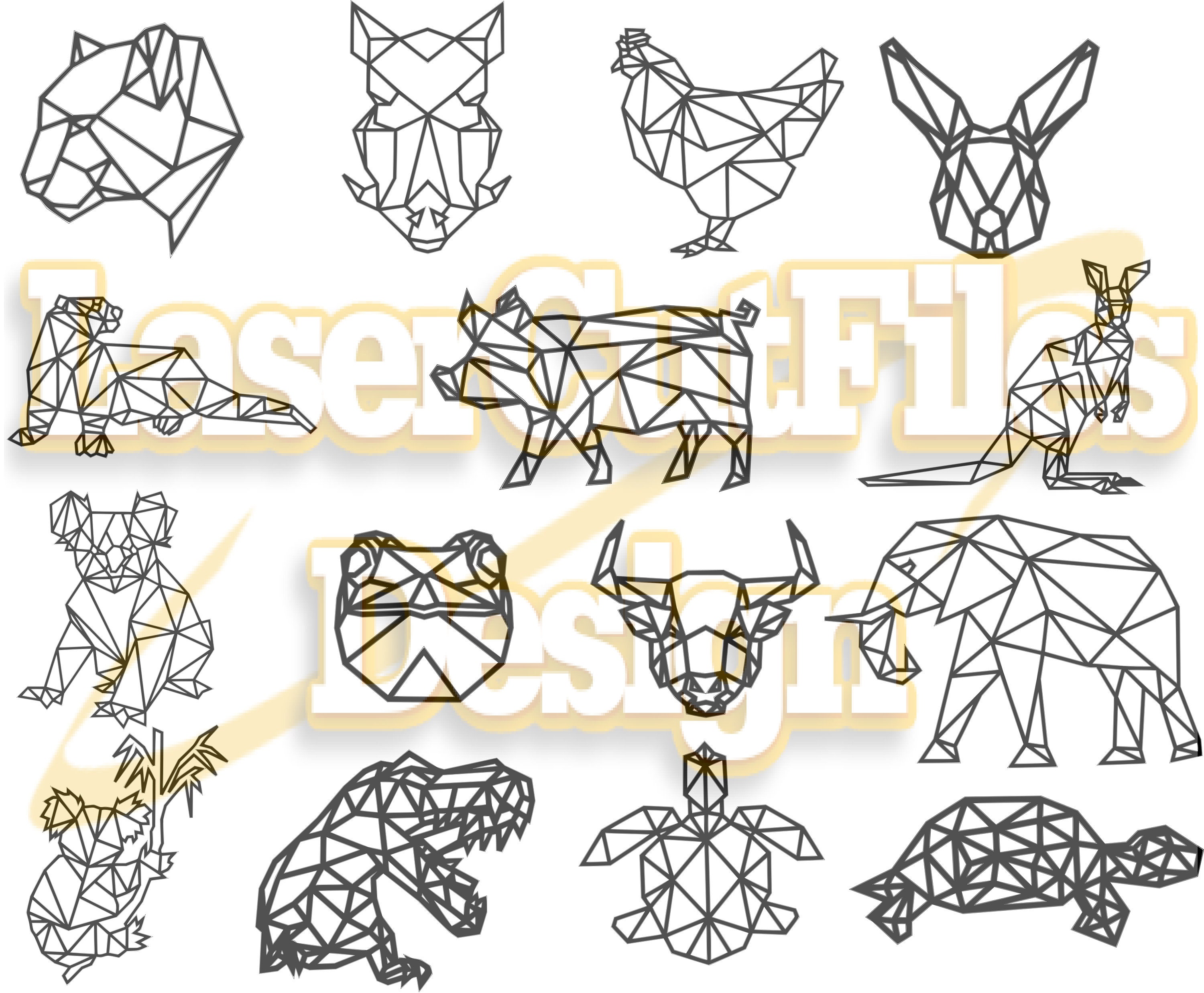Download Geometric Animals 15 New Svg Polygonal Print Svg Dxf Files Etsy