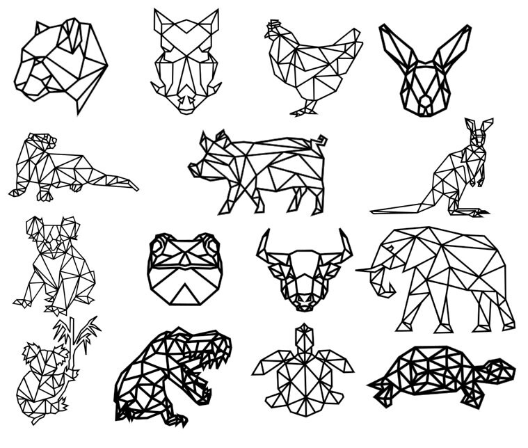 Geometric animals 52 Svg Svg file Dxf files for laser Etsy