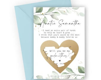 Custom godmother gift Godmother proposal scratch off card Will you be my Godmother asking card Personalised god parents card