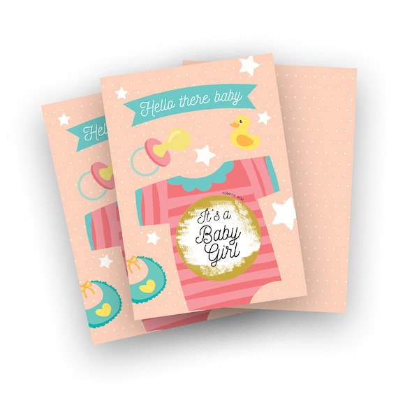 Guess the gender baby shower gender reveal scratch off game card