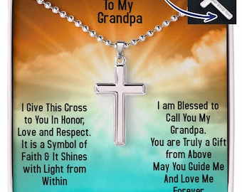 Grandpa From Granddaughter Mens Cross Necklace - Unique Customized Gift for Father's Day Birthday Christmas - Grandfather Present
