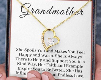 Grandmothers Heart Necklace Makes the Perfect Mothers Day, Birthday, Christmas Gift - Get Any Name You Want on the Card Underneath Pendant