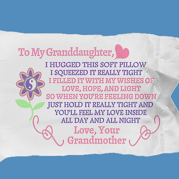 Granddaughter Hug Pillow - Personalized Gift for Grandchild from Grandparents Nanny Nana Grandma - Baby, young Grand daughter Gift