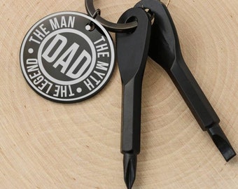 Screwdriver Personalized Multi Tool Engraved Key Chain for Dad | Father's Day Birthday Keychain Tool Gift for Dad from Son or Daughter