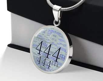 444 Necklace Silver or Gold with Optional Engraving - Angel Number Pendant - Spiritual Jewelry with Meaningful Words