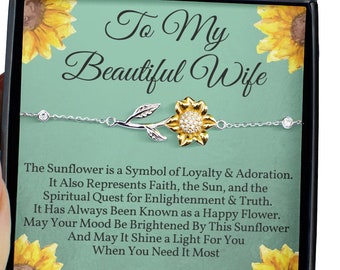 To My Wife Sunflower Bracelet - Best Jewelry Gift from Husband for Valentine's Day, Birthday, Christmas, Anniversary