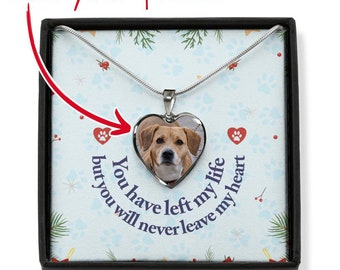 Dog Photo Necklace, Pet Memorial Jewelry, Custom Picture Upload Pendant, Pet Loss Sympathy Remembrance Gift for Dog Mom or Dad, Dog Lover