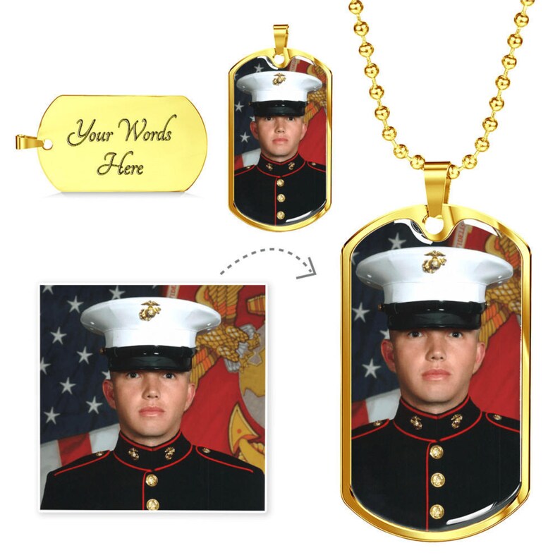 Photo Engraved Gold Custom Dog Tag Personalized Dog Tag - Etsy