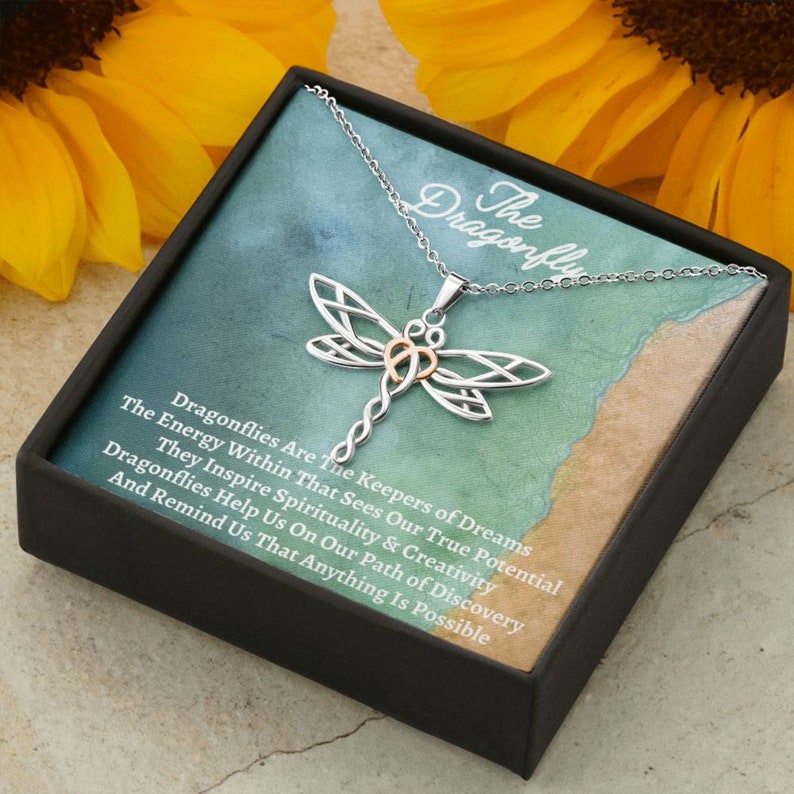 Dragonfly Necklace Pendant Spiritual Meaning Gift for Etsy
