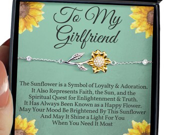 Girlfriend Gift - Sunflower Bracelet from Boyfriend or Girlfriend - Valentines Day Birthday Christmas Gifts Jewelry for Girl friend