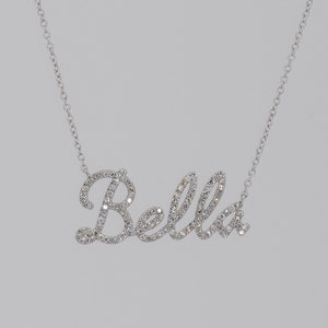 Diamond Name Plate Necklace, Custom Name Necklace, Mommy Necklace, Minimalist Diamond Gold Necklace, Perfect Gift for Wife, Christmas Gift